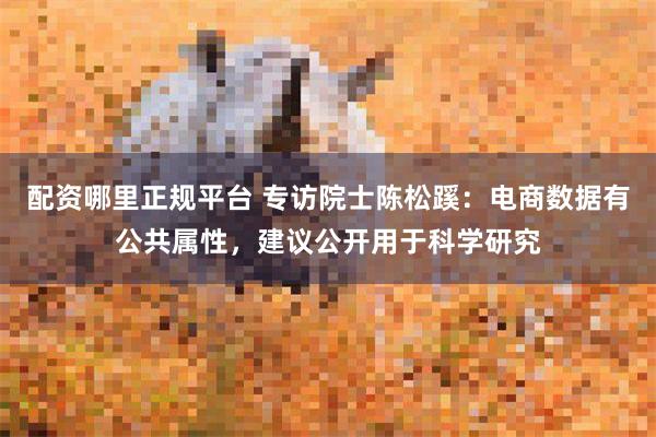 配资哪里正规平台 专访院士陈松蹊：电商数据有公共属性，建议公开用于科学研究