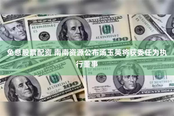 免息股票配资 南南资源公布汤玉英将获委任为执行董事