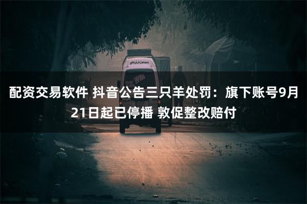 配资交易软件 抖音公告三只羊处罚：旗下账号9月21日起已停播 敦促整改赔付